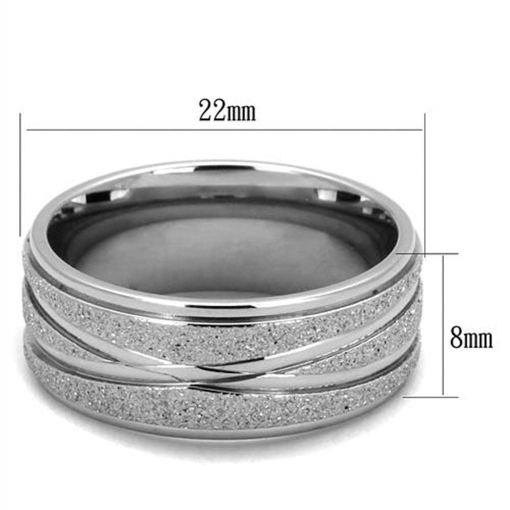 ARTK1671 Stainless Steel 316 Glitter 8mm Wide Anniversary Wedding Band Ring Sizes 5-10